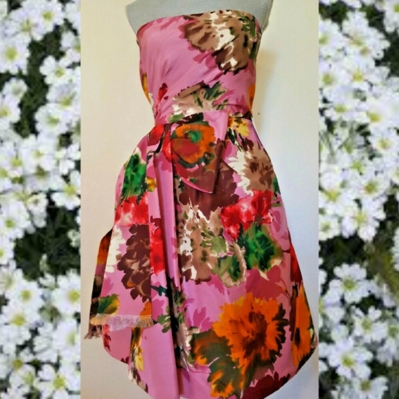 $4,900 OSCAR DE LA RENTA ADOREABLE BEAUTIFUL SILK FLORAL RUNWAY DRESS US 4 - Picture 6 of 13